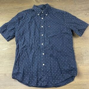 Tommy Hilfiger Men’s Navy Blue, Red, White, Short Sleeve Button Down Shirt, M